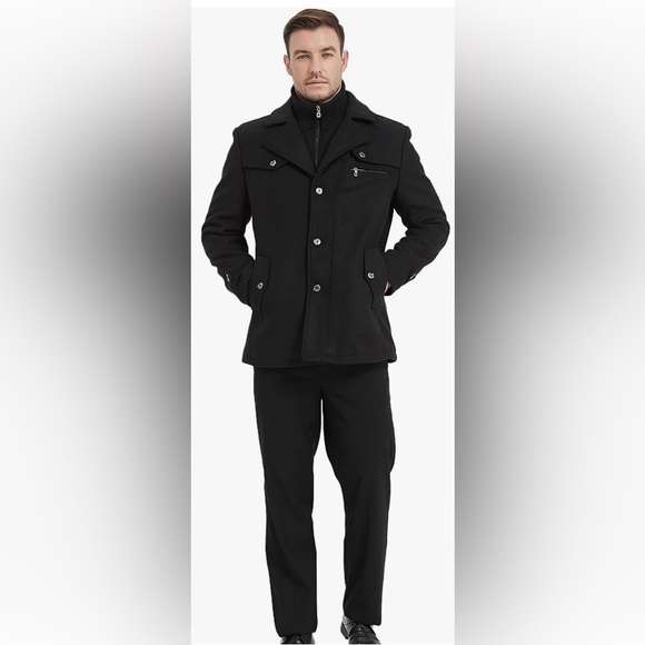 Men's Winter Pea Coat (XL, Dark Gray) - Picture 5 of 7